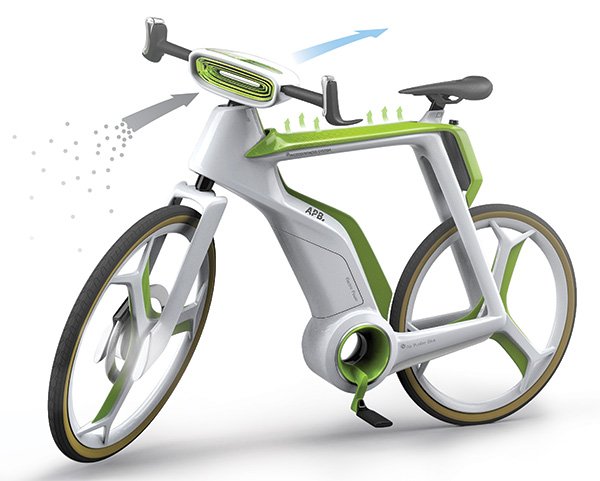 走りながらPM2.5などの微細粒子を吸い込み空気を浄化するエコ自転車『Refreshing Bike Ride』