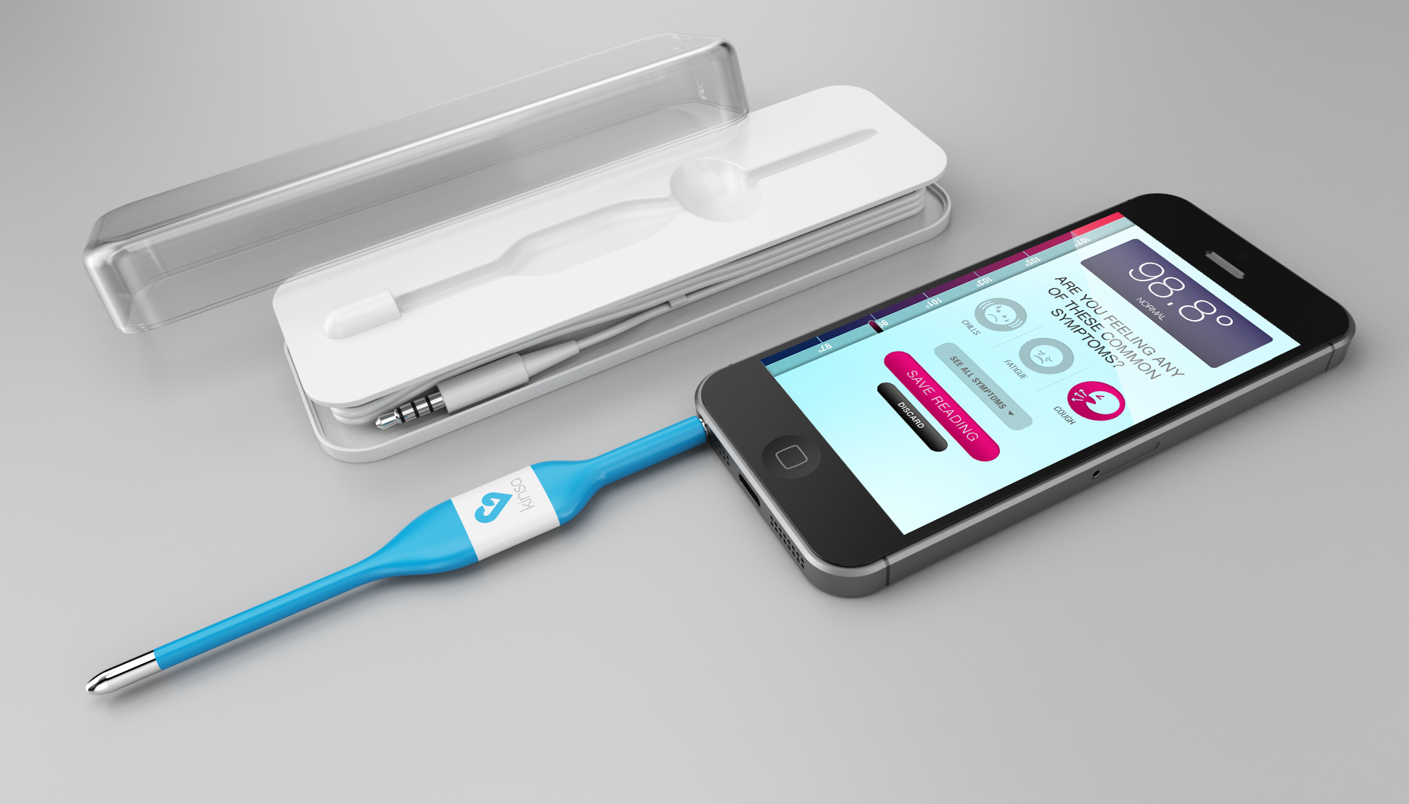iPhoneで体温を測ってアプリから病状を診察できる『Kinsa Smart Thermometer』