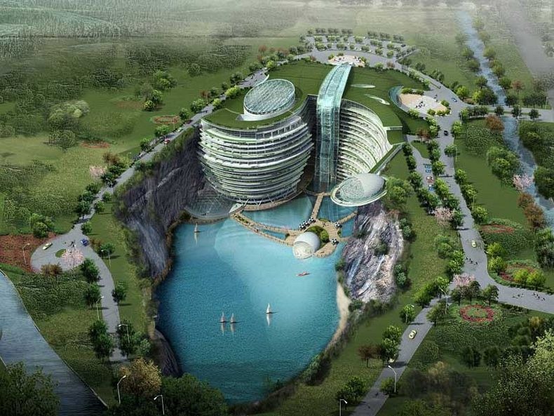 壮大すぎる、、、上海の断崖絶壁にRPGすぎるホテルが建設
