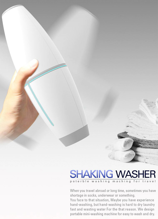 シェイクして衣類を洗える洗濯ガジェット『Shaky Washer』