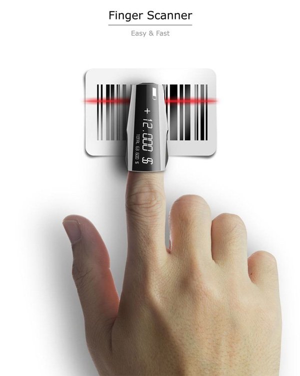 即時にお会計。人差し指に装着するバーコードリーダー『Finger Scanner』