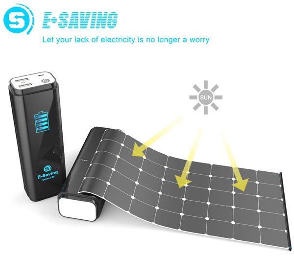 広いシートで太陽光発電してくれるUSBソーラー充電器『eSaving』